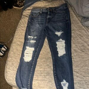 Women's Distressed Blue Jeans